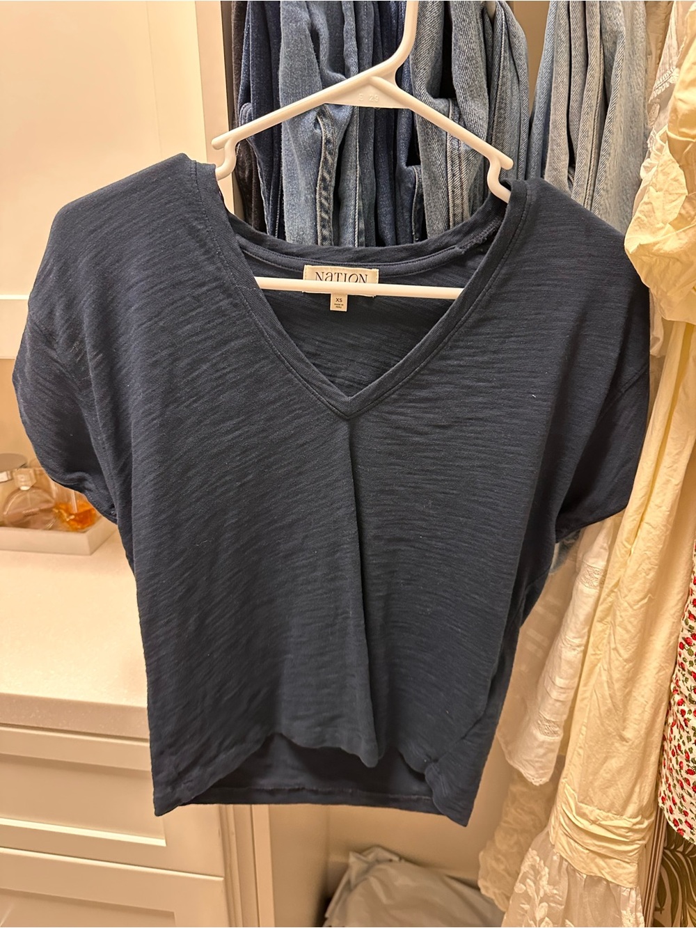 Nation LTD - Navy V-Neck Short Sleeve Top